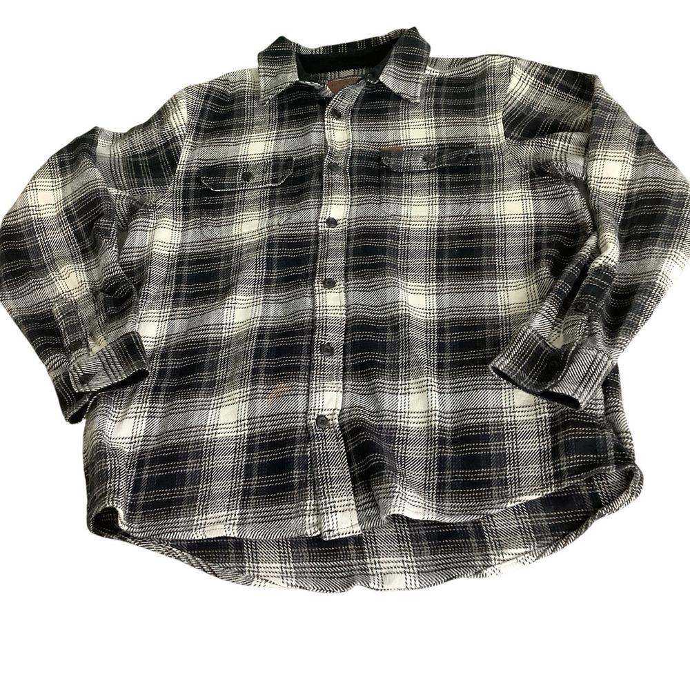 Orvis Men's Flannel Shirt Jacket Shacket Large Plaid Brown Cream Size Large - Picture 2 of 10